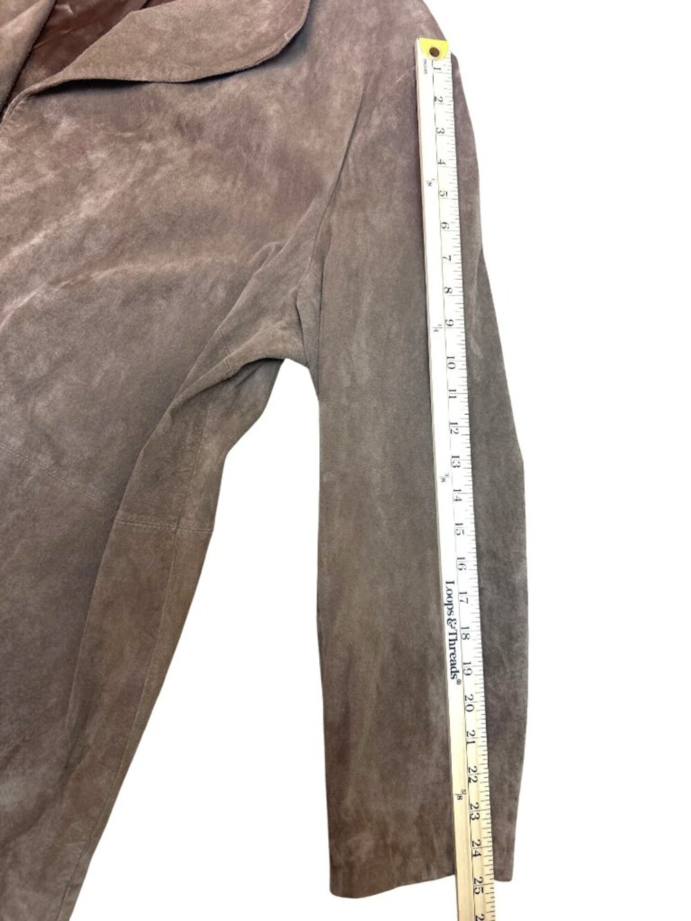 Vtg Silhouettes Jacket Women's 2X Brown Genuine Leather Open Front Suede Coat - Picture 11 of 11